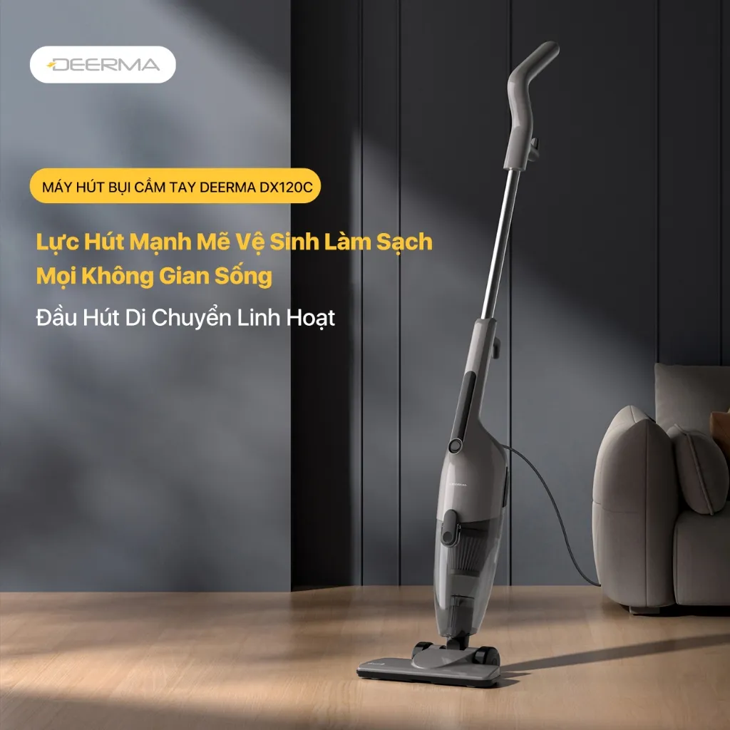 Ảnh Máy hút bụi cầm tay Deerma DX120C đen lực hút 16000pa, công suất 600W phiên bản mới 2025 - Bảo hành 12 tháng 2