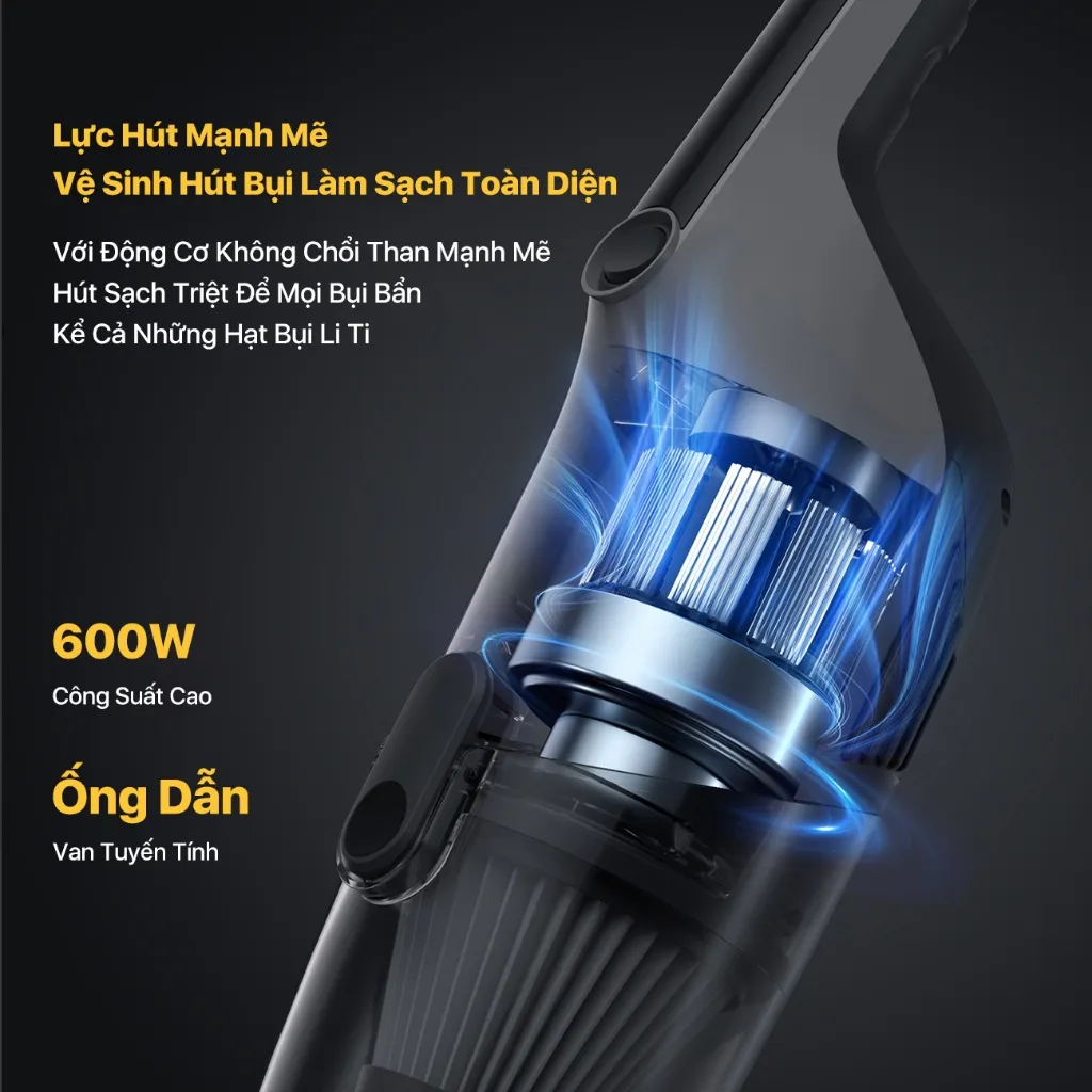 Ảnh Máy hút bụi cầm tay Deerma DX120C đen lực hút 16000pa, công suất 600W phiên bản mới 2025 - Bảo hành 12 tháng 4