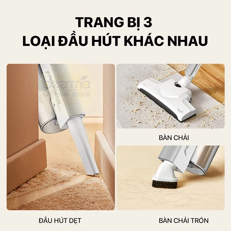 Ảnh Máy hút bụi cầm tay Deerma DX700 lực hút 15000Pa kèm 3 đầu hút đa năng - Bảo hành 12 tháng 4
