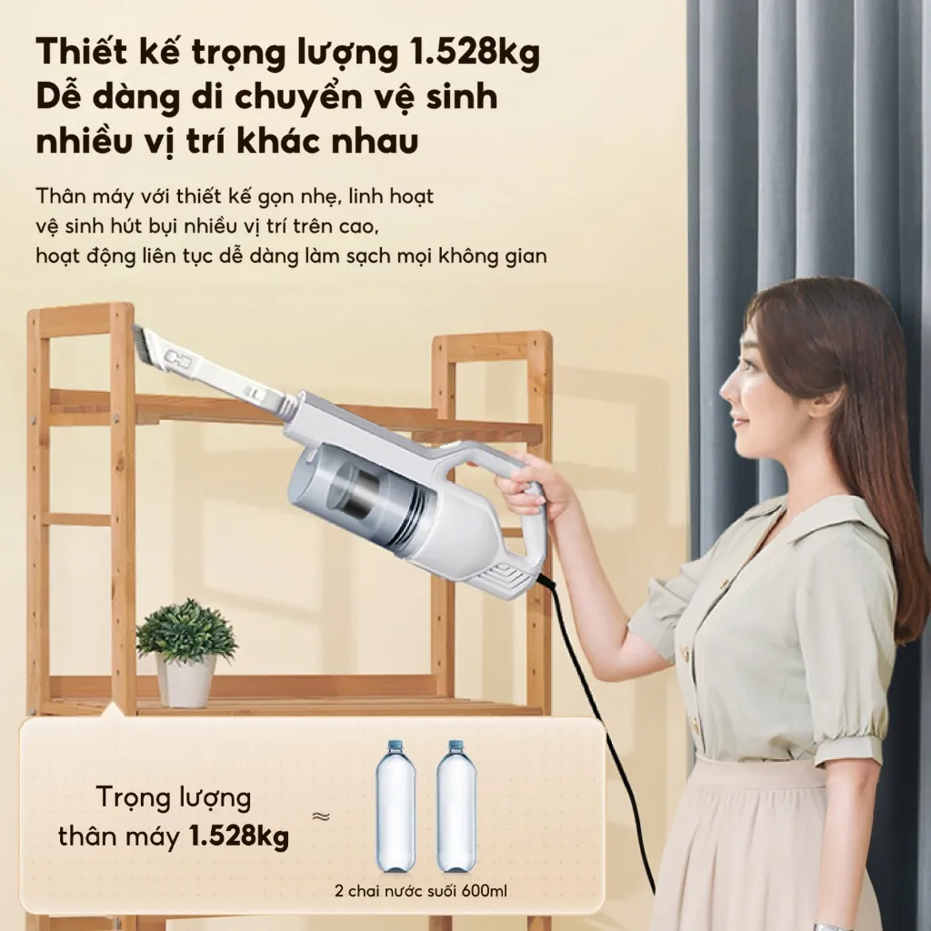 Ảnh Máy hút bụi gập Aqua CCXL8R đặc biệt đầu gập 90 độ, lực hút 15500Pa - Bảo hành 12 tháng 4