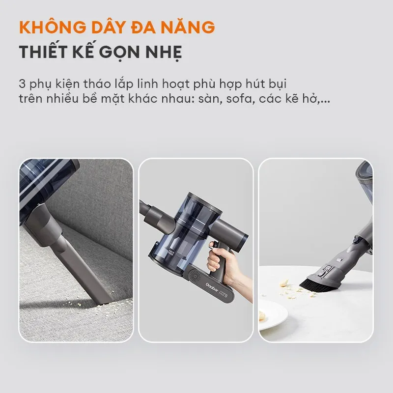 Ảnh Máy hút bụi không dây lực hút li tâm GAABOR VCL10E-BK01A dòng DEEP SEA cao cấp, pin Lithium tháo rời 4