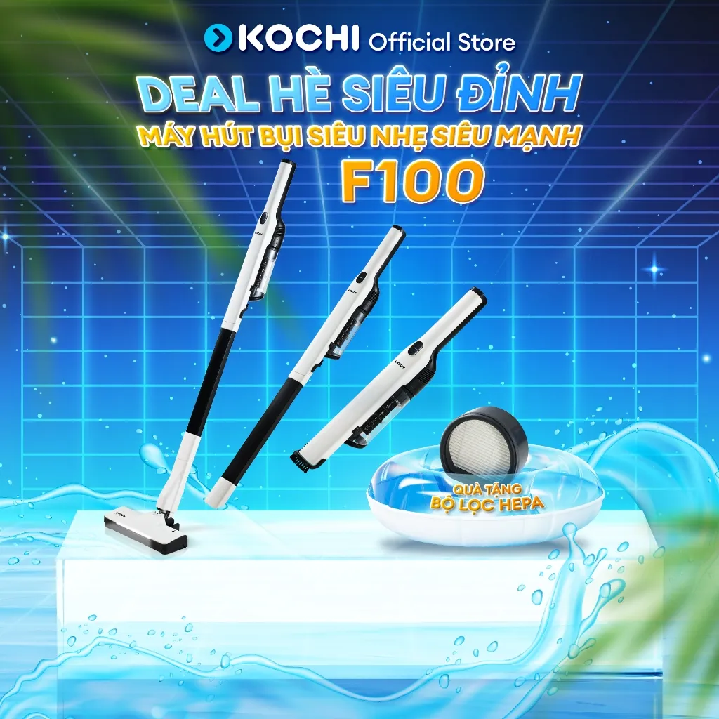 Ảnh Máy hút bụi không dây siêu nhẹ KOCHI F100 - Gọn nhẹ tự đứng, chỉ 1.2Kg - Siêu mạnh 15,000pa - Động cơ BLDC êm ái 1