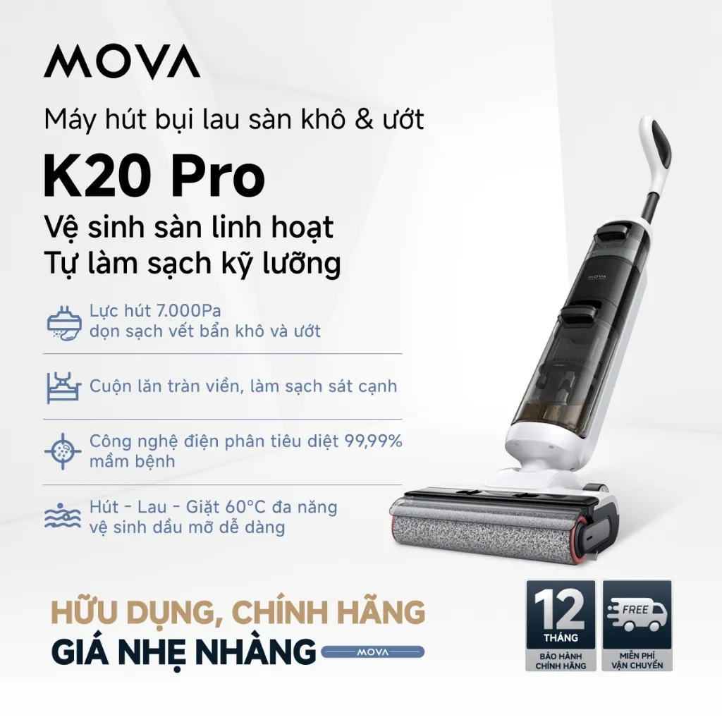 Ảnh Máy hút bụi lau nhà khô và ướt đa năng Mova K20 Pro | Không dây | Giặt nóng 60℃ - Hàng chính hãng - Bảo hành 12 tháng 2