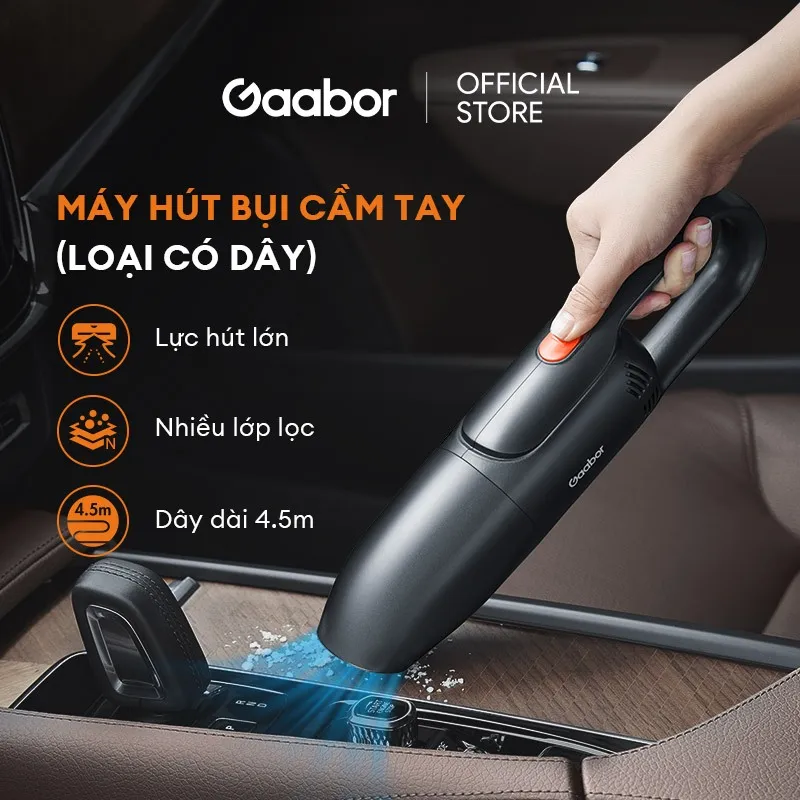Ảnh Máy hút bụi ô tô cầm tay GAABOR GVCC-M4A2 màu đen lực hút mạnh 4500pa dây nguồn dài 4.5m 1