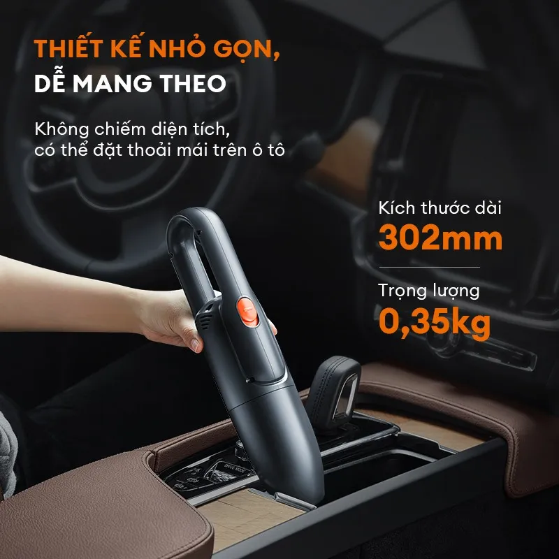 Ảnh Máy hút bụi ô tô cầm tay GAABOR GVCC-M4A2 màu đen lực hút mạnh 4500pa dây nguồn dài 4.5m 2
