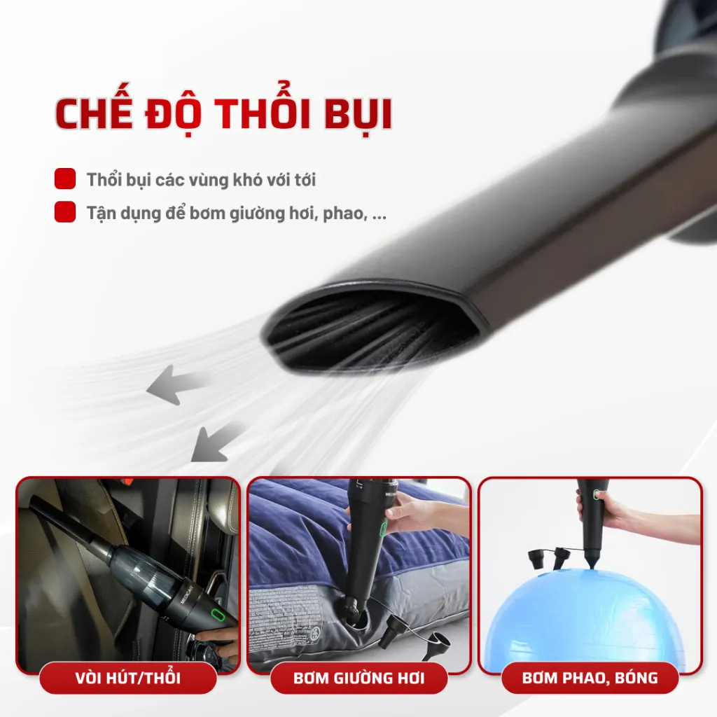 Ảnh Máy hút bụi & thổi bụi cầm tay không dây đa năng Medicar siêu mạnh 8500PA, hút bụi mịn ổ tô 10PM 3