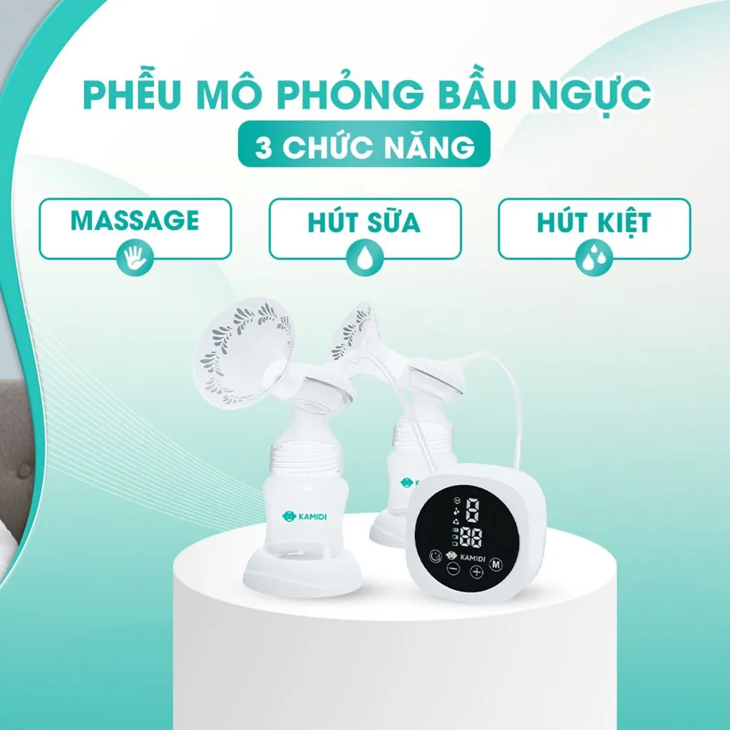 Ảnh Máy Hút Sữa Có Dây Kamidi Max Máy Hút Sữa Điện Đôi Phễu Hút Silicon Mềm Mại Kèm Bình Sữa Có Núm Ti Cho Bé 3