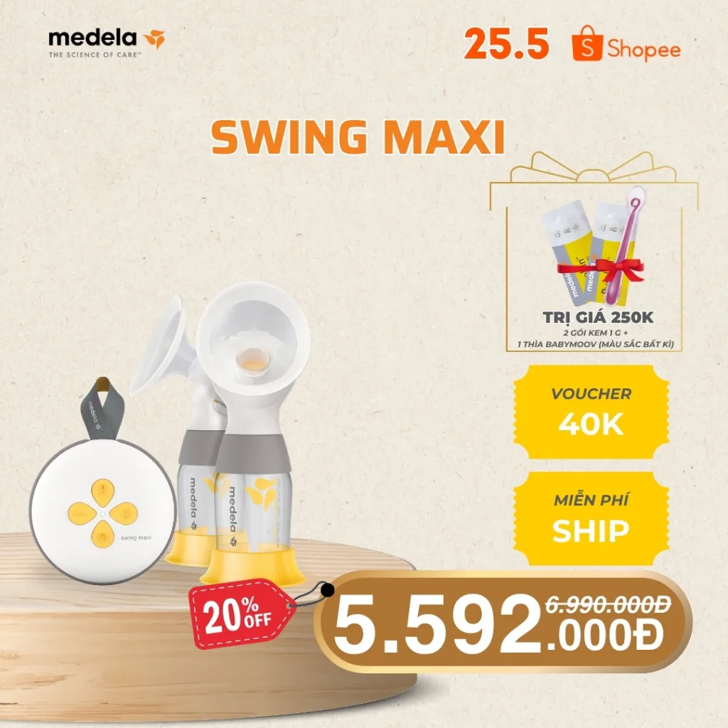 Ảnh Máy hút sữa điện đôi Medela Swing Maxi 2.0 | Có pin sạc, phễu PersonalFit Flex, công nghệ 2-Phase Expression 1