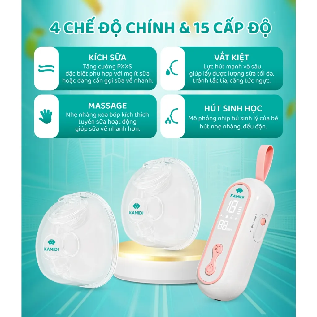 Ảnh Máy Hút Sữa Rảnh Tay Kamidi Easy 1 Máy Hút Sữa Điện Đôi Chế Độ Sinh Học Tiện Lợi Cho Mẹ 3