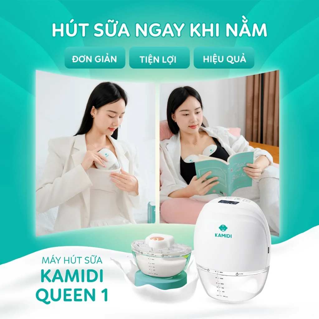 Ảnh Máy Hút Sữa Rảnh Tay Kamidi Queen 1 Máy Hút sữa Không Dây Hút Được Mọi Tư Thế Hút Mạnh Hút Kiệt Cho Mẹ 1