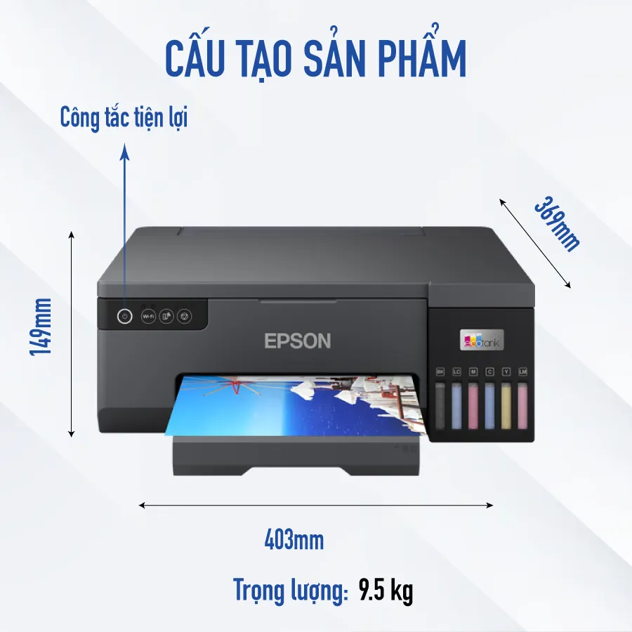 Ảnh Máy In Epson Ecotank L8050 Thiết Kế Nhỏ Gọn In 6 Màu Mực Độ Phân Giải Cao 1