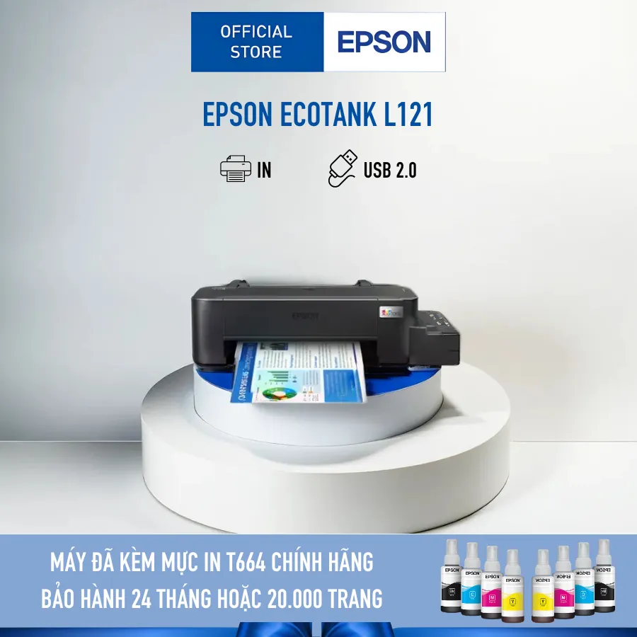 Ảnh Máy In Phun Màu Đơn Năng Epson EcoTank L121 (Bao Gồm Bộ Mực Chính Hãng Đi Kèm) 2