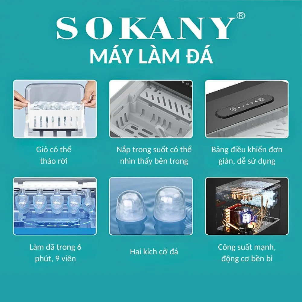 Ảnh Máy làm đá viên siêu tốc cho gia đình SOKANY SK-03038 làm đá nhanh chỉ từ 6-9 phút 2