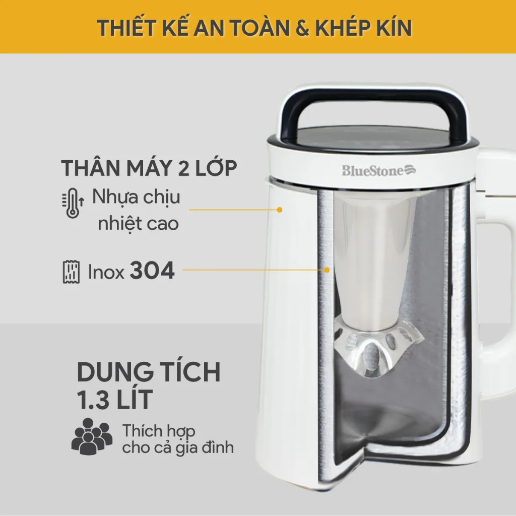 Ảnh Máy Làm Sữa Hạt Đa Năng BlueStone SMB-7329 1000W - 1.3 Lít - Chống Trào, Độ Ồn Thấp 3