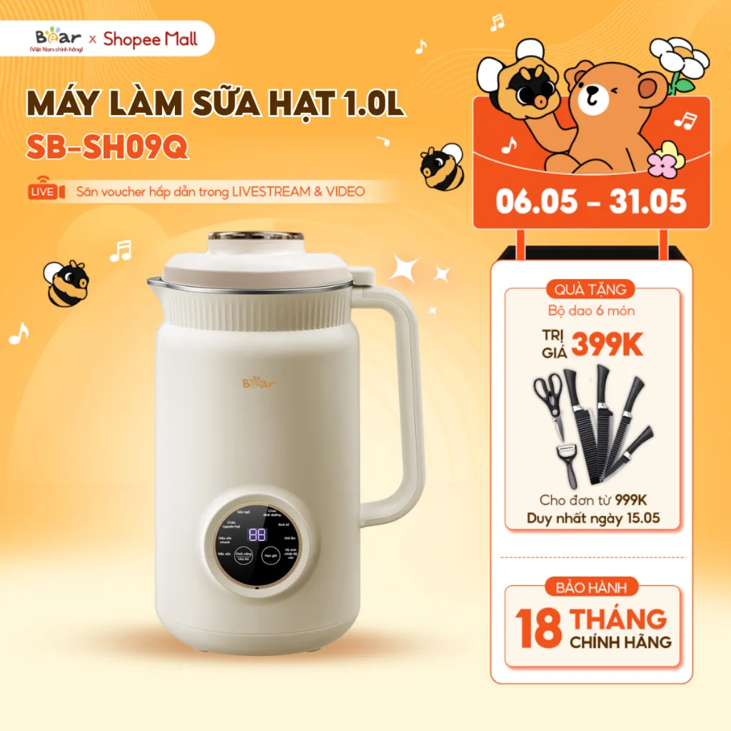 Đánh Giá Máy Làm Sữa Hạt Bear 1L SB-SH09Q Đa Năng, Chống Ồn