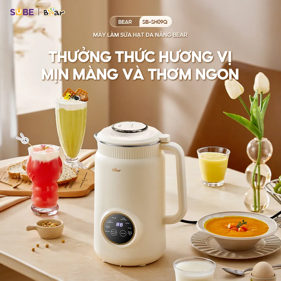 Ảnh Máy Làm Sữa Hạt Bear 1L Máy Xay Nấu Đa Năng Công Nghệ Xay 3 Chiều, Máy Xay Làm Sữa Hạt, Máy Xay Hạt Làm Sữa SB-SH09Q 2