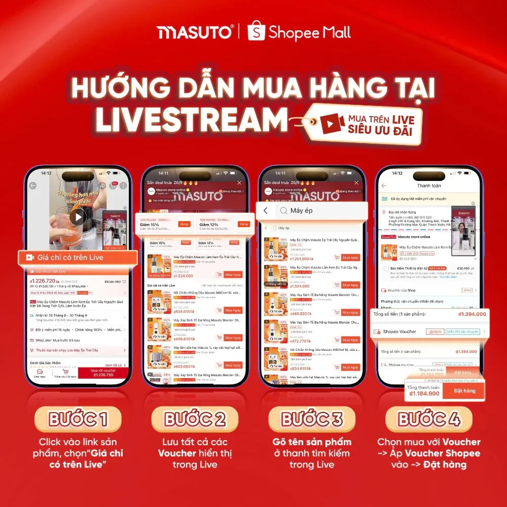 Ảnh Máy Làm Sữa Hạt Masuto 1,2L Thủy Tinh Chống Ồn Cường Lực Xay Hạt Nhuyễn Mịn Chống Trào 12 Chế Độ Nấu 3