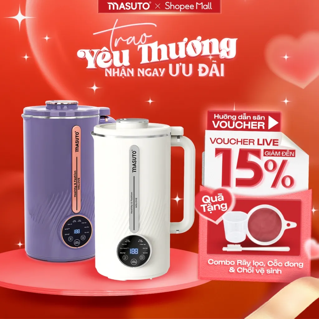 Ảnh Máy làm sữa hạt Masuto 1L xay các loại hạt siêu nhuyễn mịn chống trào bảo hành 12 tháng 1