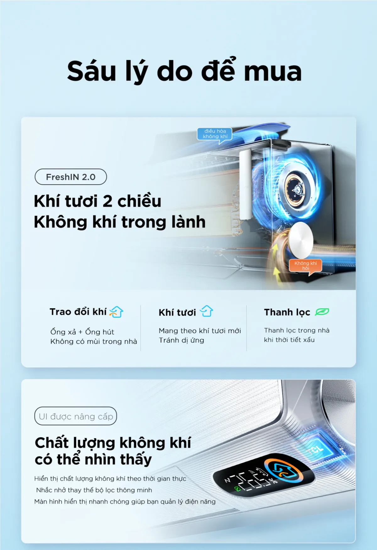 Ảnh Máy lạnh Inverter TCL FreshIN series 2.0 TAC-10CSD/FBI 3