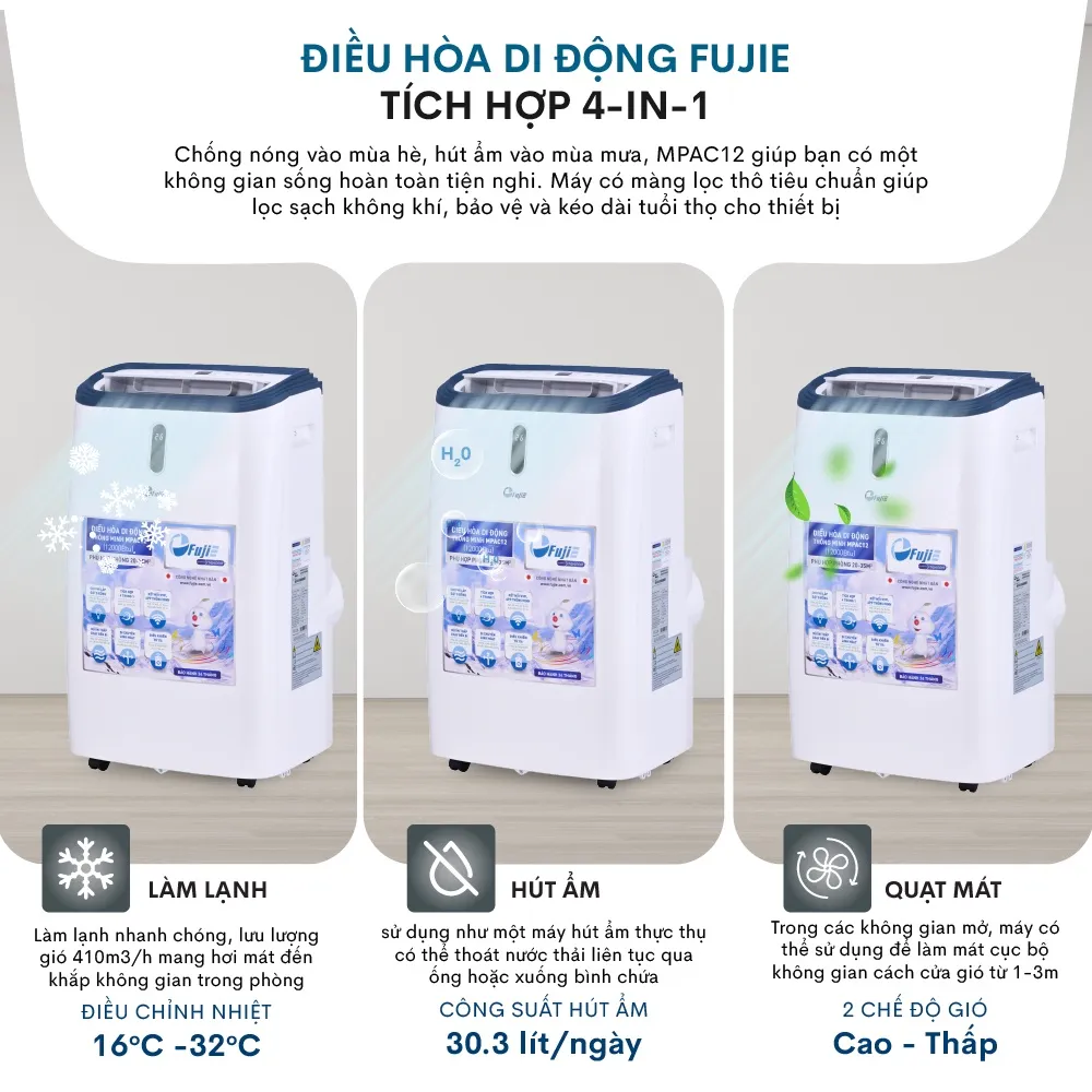 Ảnh Máy lạnh đứng di động nhập khẩu FUJIE  Công suất làm lạnh 12000BTU - Bảo hành điện tử toàn quốc 2