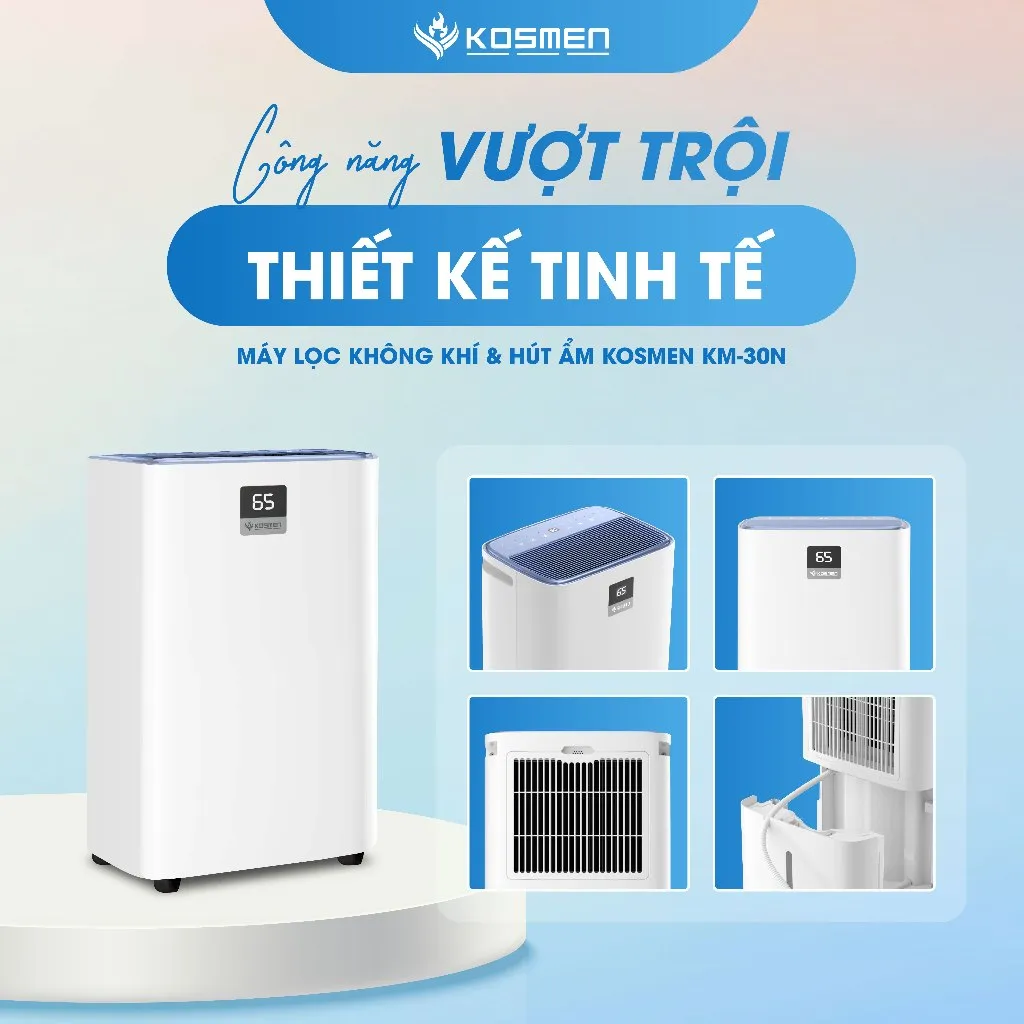 Ảnh Máy Lọc Không Khí Và Hút Ẩm Kosmen KM-30N, Lọc Chuyên Sâu, Kết Nối Wifi Bằng App - Hàng Chính Hãng 4