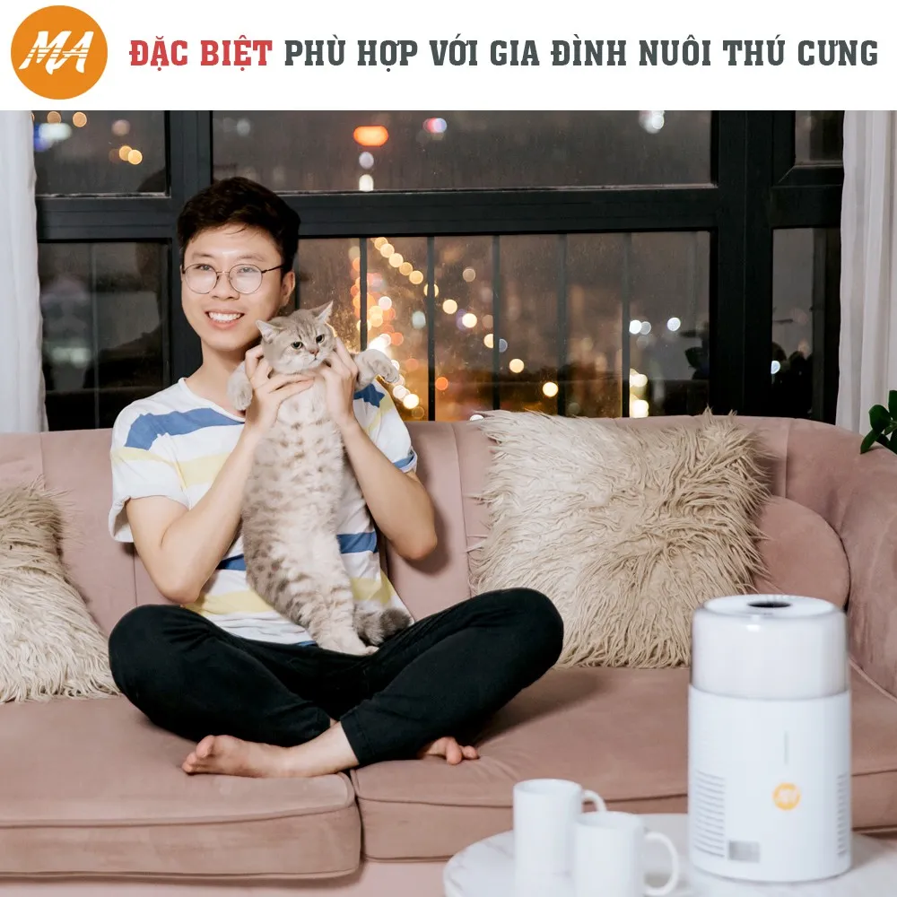 Ảnh Máy lọc lọc không khí Max Air lọc sạch lông chó mèo, tích hợp đèn ngủ rất cần cho người bị hen suyễn, dị ứng 3