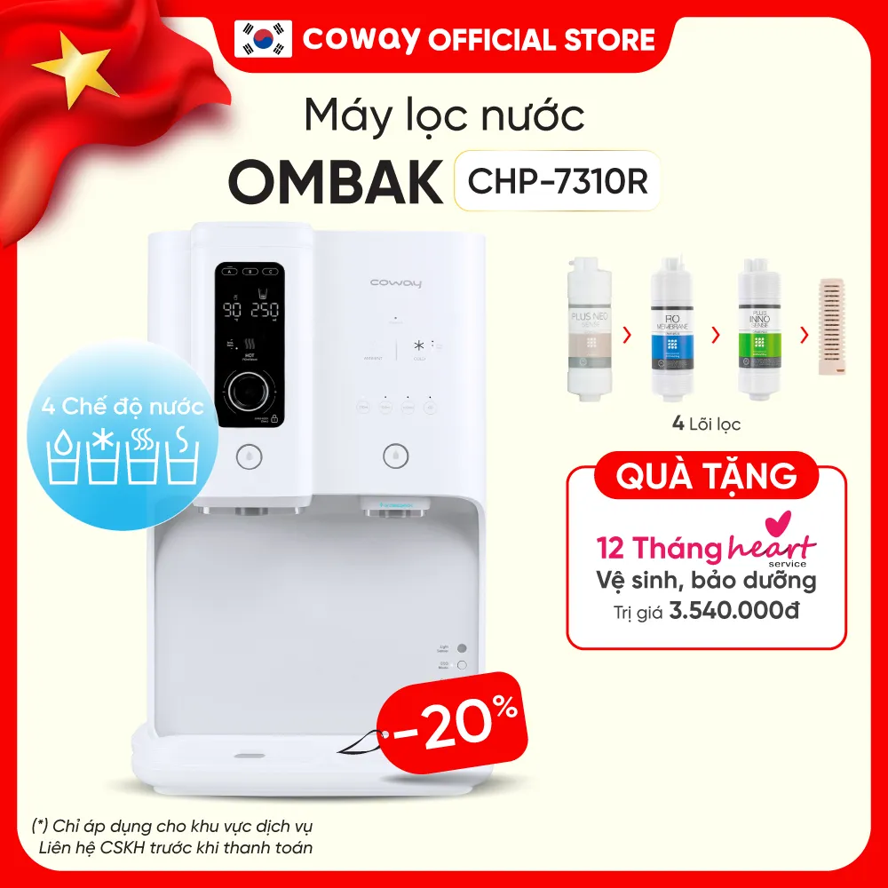 Đánh Giá Máy Lọc Nước Coway Ombak CHP-7310R: Nóng Lạnh, UV, RO | Giá Tốt