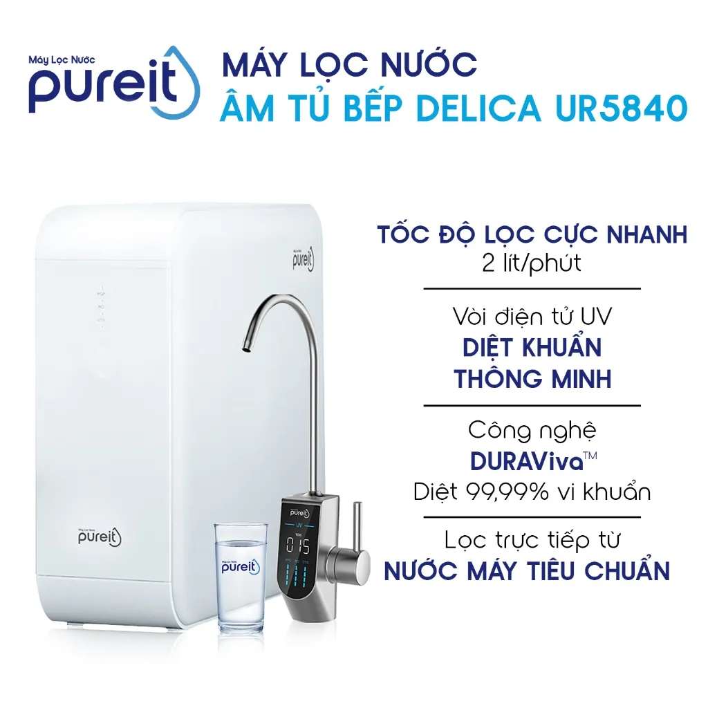 Ảnh ] Máy lọc nước Pureit Delica UR5840 + Lọc thô trong suốt âm tủ bếp 1