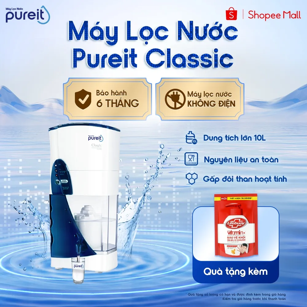 Máy Lọc Nước Pureit Classic 9L Không Dùng Điện | Nước Sạch Uống Trực Tiếp, An Toàn Cho Gia Đình