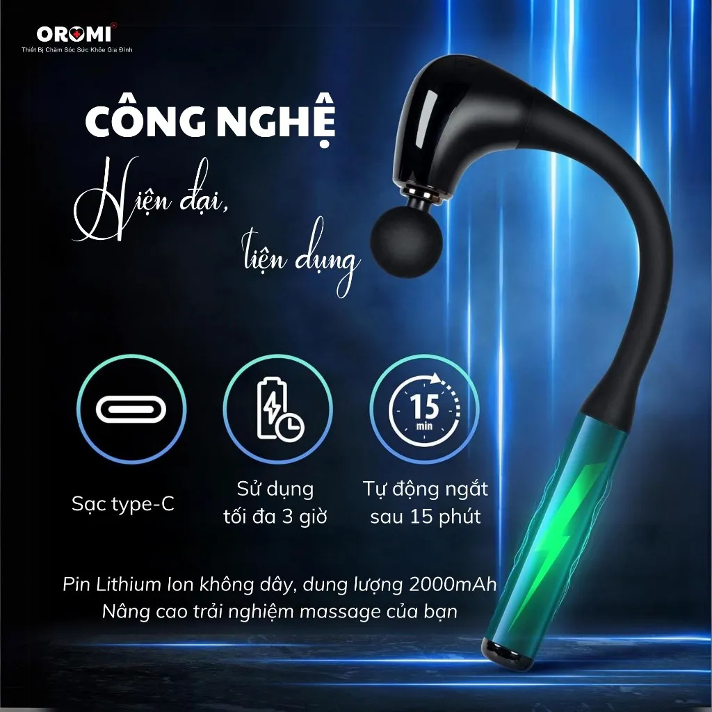 Ảnh Máy Massage Cầm Tay Cao Cấp OROMI ORM-099 - Dụng Cụ Mát-Xa Thiết Kế Cong, Mát Xa Chuyên Nghiệp 2