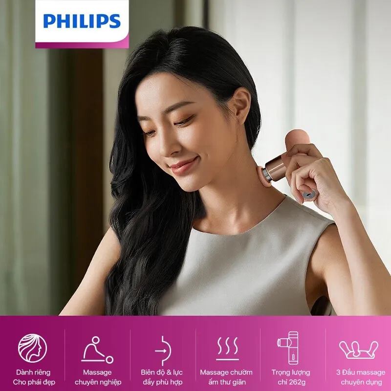 Ảnh Máy Massage Cầm Tay PHILIPS 3302G-thiết kế dành riêng cho phái đẹp,massage và chườm ấm 2 trong 1 1
