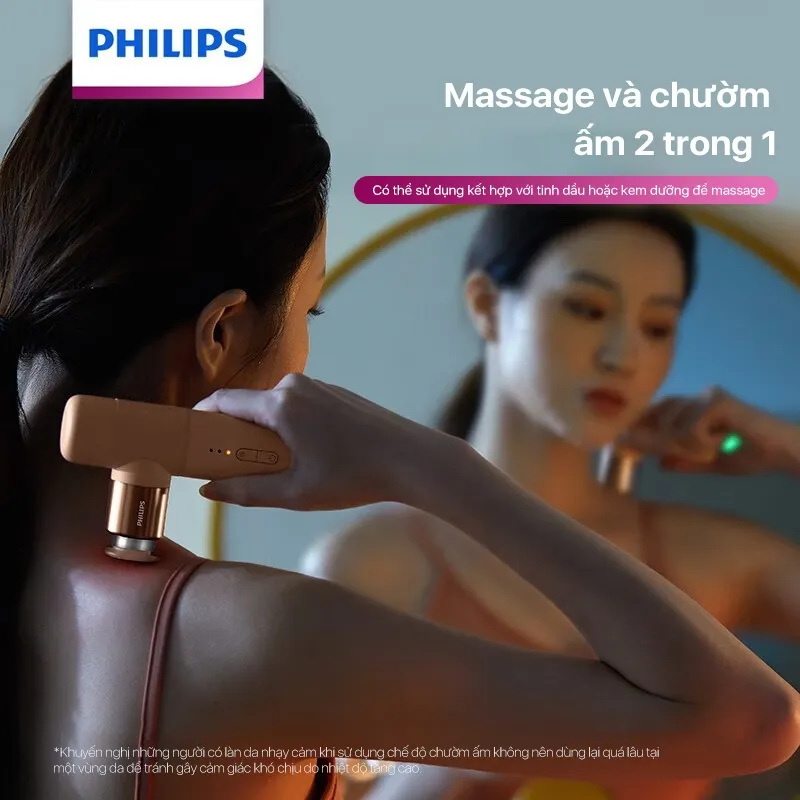 Ảnh Máy Massage Cầm Tay PHILIPS 3302G-thiết kế dành riêng cho phái đẹp,massage và chườm ấm 2 trong 1 3