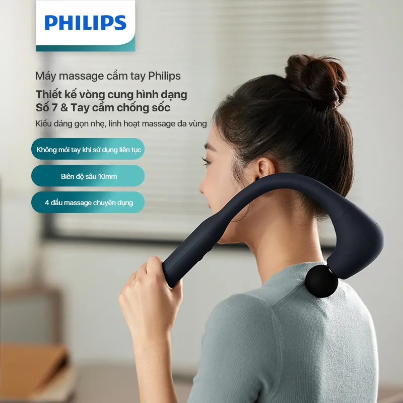 Ảnh Máy Massage Cầm Tay PHILIPS 7331-thiết kế vòng cung hình dạng số 7,tay cầm chống sốc 1