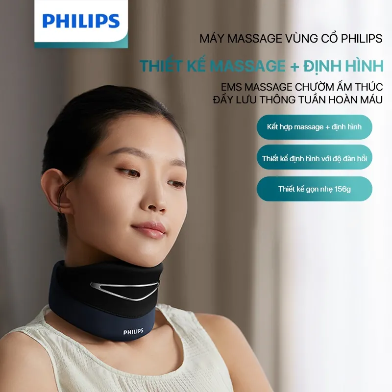 Ảnh Máy Massage Cổ Vai Gáy PHILIPS 3306N-EMS massage chườm ấm thúc đẩy lưu thông tuần hoàn máu 1