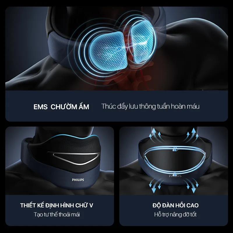 Ảnh Máy Massage Cổ Vai Gáy PHILIPS 3306N-EMS massage chườm ấm thúc đẩy lưu thông tuần hoàn máu 2