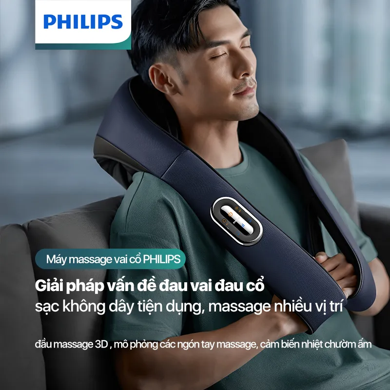 Ảnh Máy Massage Cổ Vai Gáy PHILIPS 3521-sạc không dây tiện dụng, massage nhiều vị trí 1