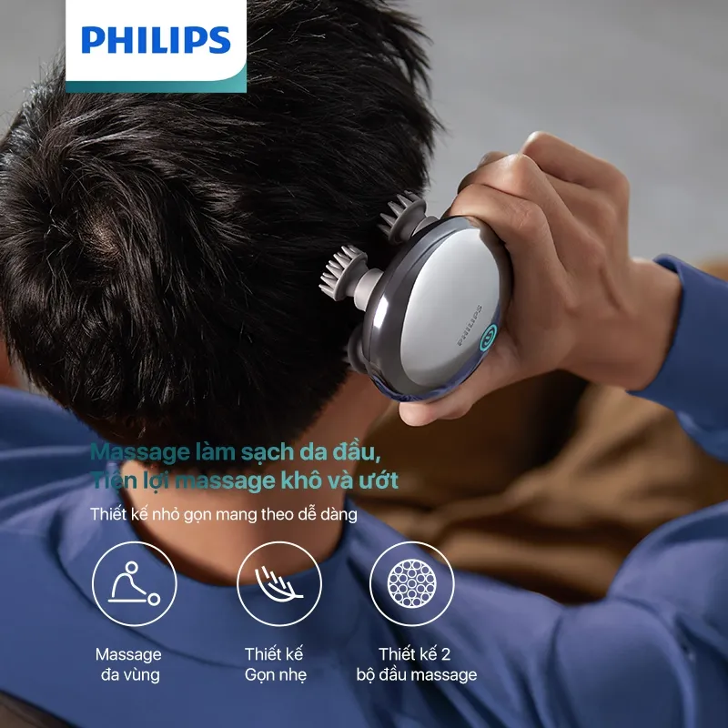 Ảnh Máy Massage Da Đầu Đa Năng PHILIPS 1301-massage làm sạch,tiện lợi massage khô và ướt 2