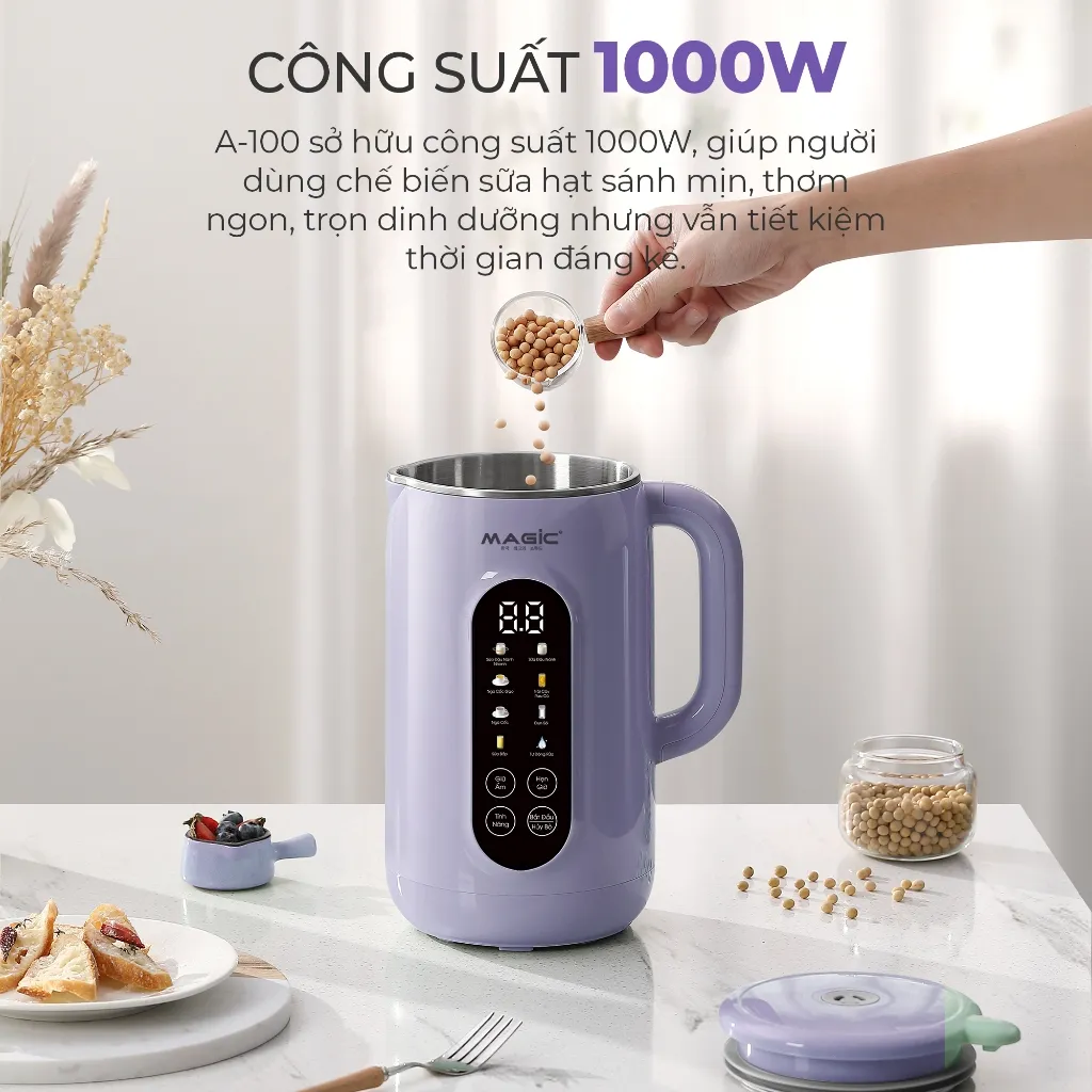 Ảnh Máy Nấu Sữa Hạt Đa Năng 1L Magic A-100, Lưỡi Dao 8 Cánh Inox 304 Đa Chiều, 1000W, BH 12 Tháng 4