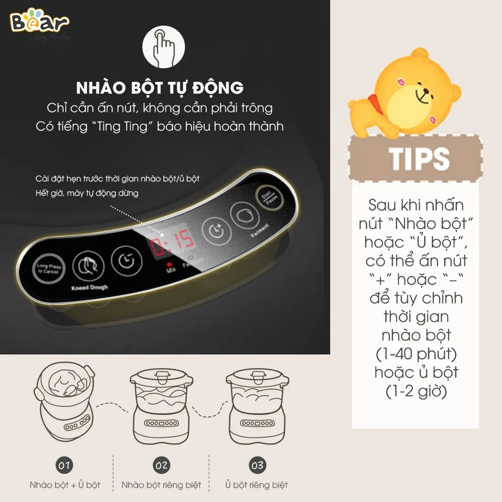 Ảnh Máy Nhào Bột Bear 7L Đa Năng Ủ Bột, Trộn Bột, Nhồi Bột Nhanh Công Suất Lớn Bảo Hành Chính Hãng 18 Tháng - DM-B70V1 2