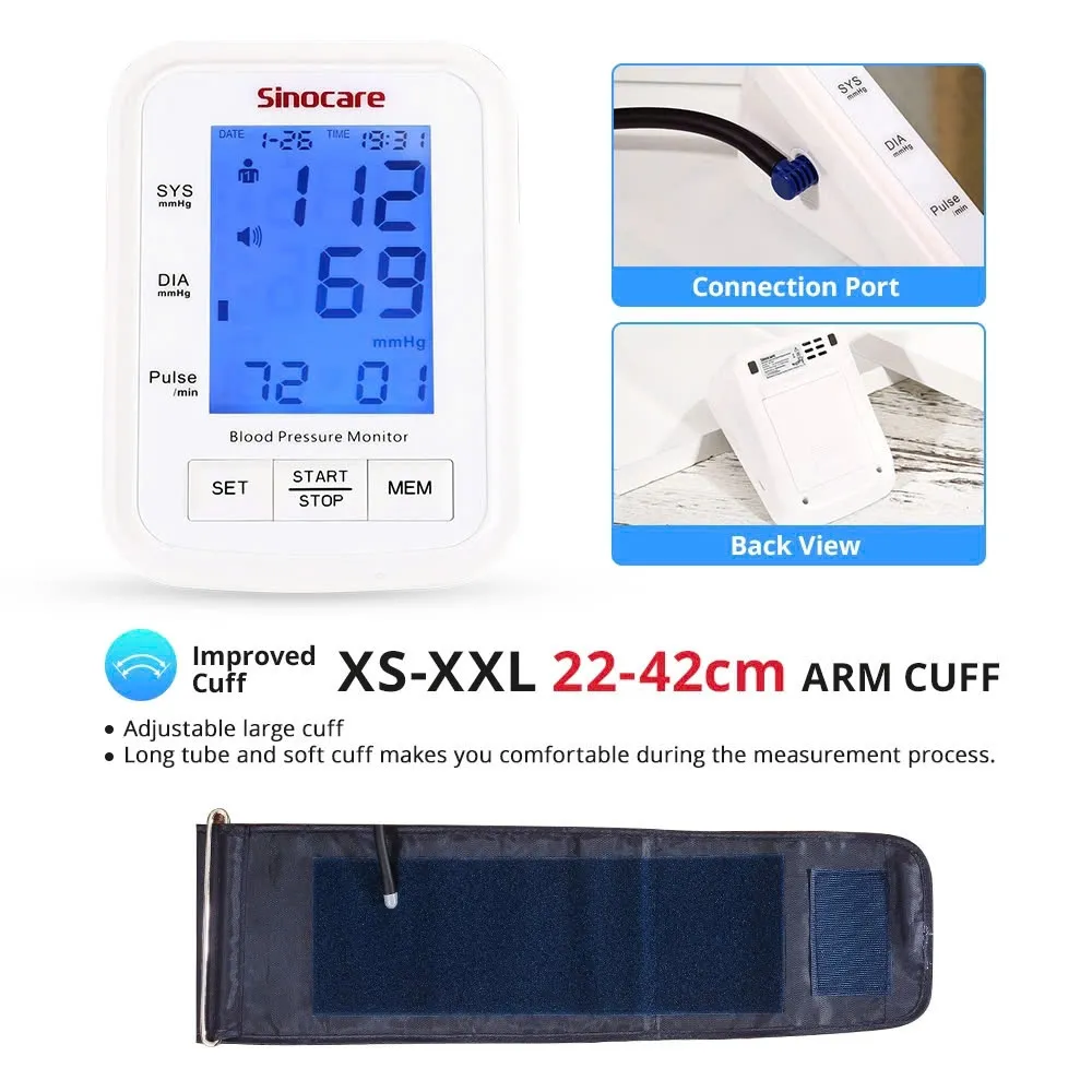 Ảnh Máy Đo Huyết Áp Bắp Tay Tự Động Sinocare BA-823-Giọng Nói Tiếng Việt 4