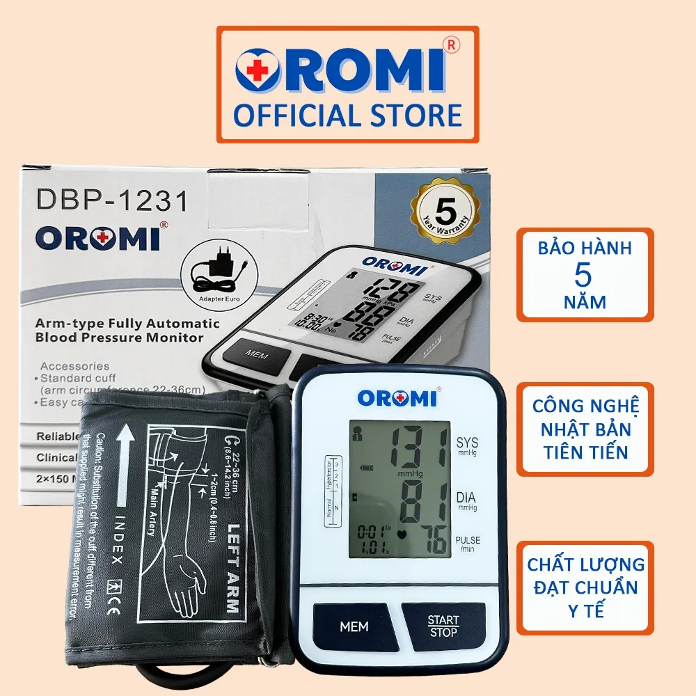 Ảnh Máy đo huyết áp điện tử bắp tay OROMI DBP-1231 - Có trợ lý ảo tiếng Việt - Hàng chính hãng 1