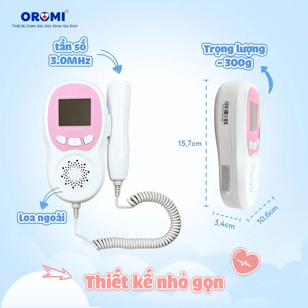 Ảnh Máy đo tim thai tại nhà cao cấp Oromi CONTEC10CL - Máy nghe tim thai bỏ túi pin sạc 2