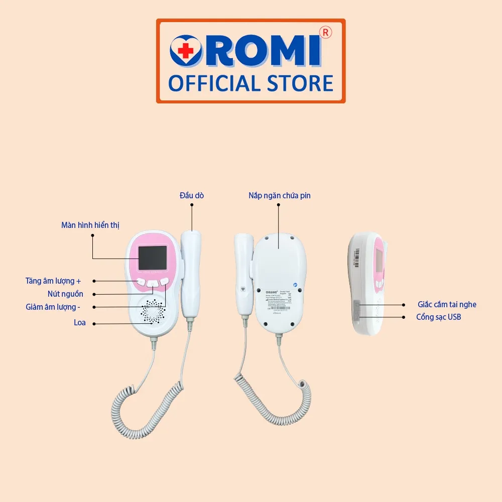 Ảnh Máy đo tim thai tại nhà cao cấp Oromi CONTEC10CL - Máy nghe tim thai bỏ túi pin sạc 4