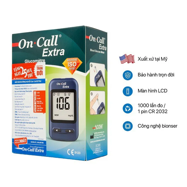 Ảnh Máy Đo Đường Huyết On Call Extra Kèm Hộp 25 Que Thử Đường Huyết On Call® Extra [Bảo Hành Trọn Đời] 4