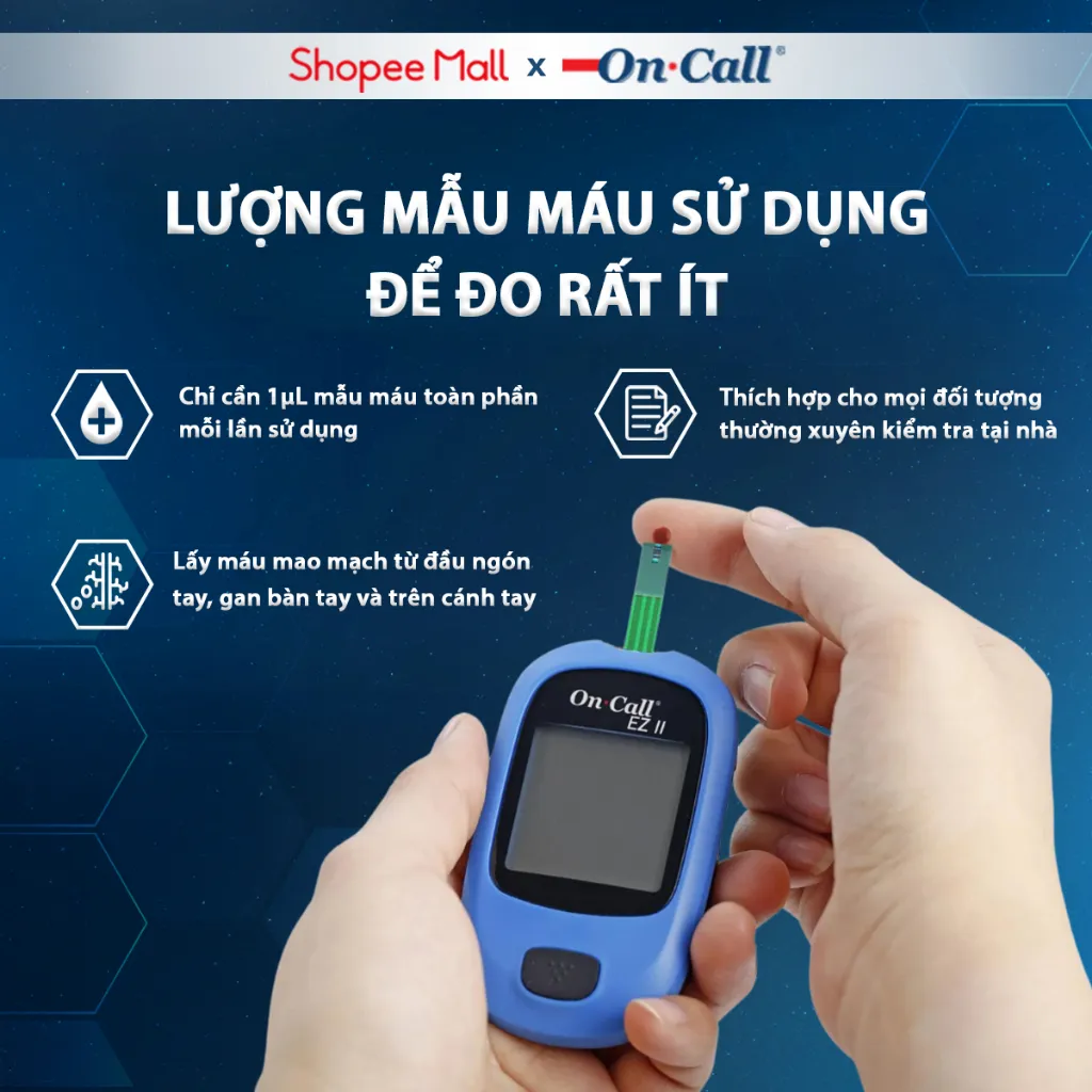 Ảnh Máy Đo Đường Huyết On Call EZ II Kèm Hộp 25 Que Thử Đường Huyết [Bảo Hành Trọn Đời] 4