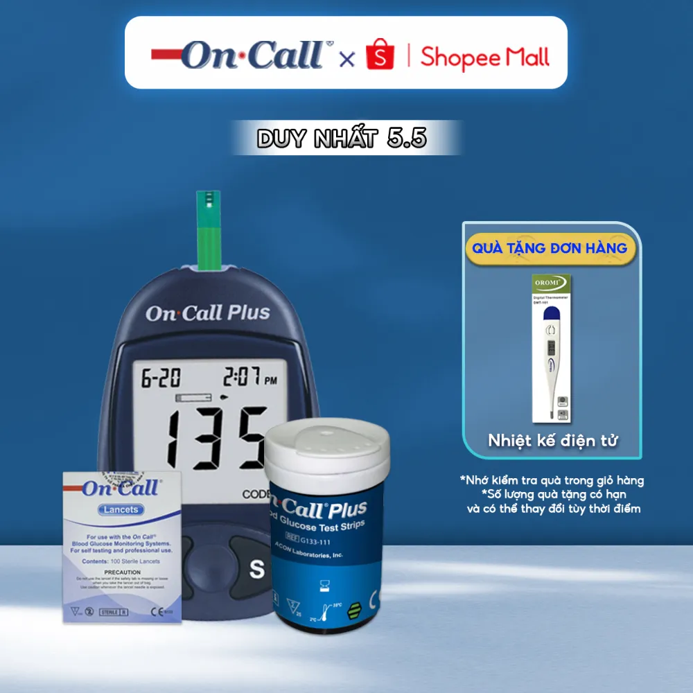 Ảnh Máy Đo Đường Huyết On Call Plus Kèm Hộp 25 Que Thử Đường Huyết On Call Plus Và 100 Kim Chích Máu [Bảo Hành Trọn Đời] 1