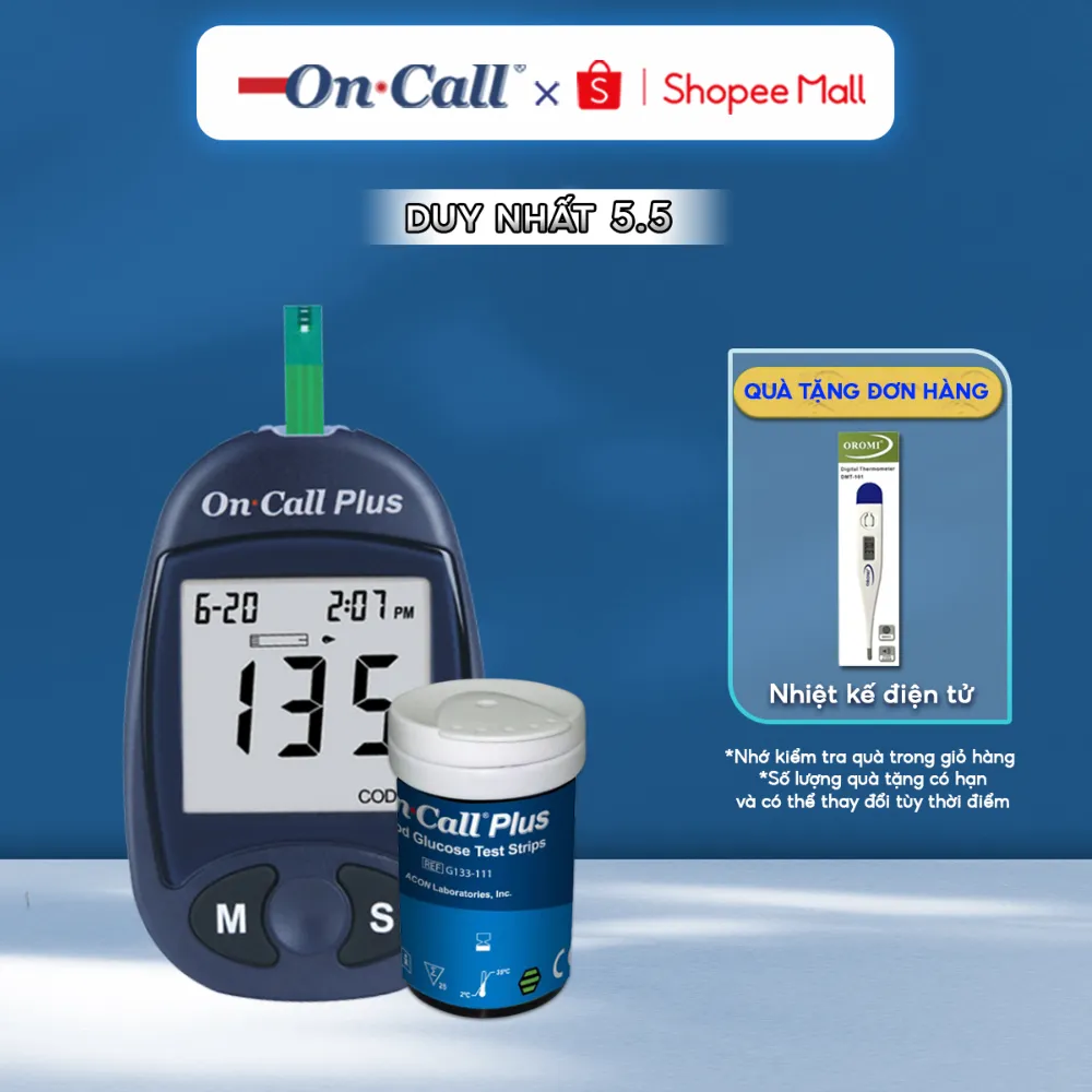 Ảnh Máy Đo Đường Huyết On Call Plus Kèm Hộp 25 Que Thử Đường Huyết On Call Plus [Bảo Hành Trọn Đời] 1