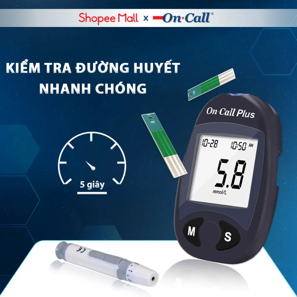 Ảnh Máy Đo Đường Huyết On Call Plus Kèm Hộp 25 Que Thử Đường Huyết On Call Plus [Bảo Hành Trọn Đời] 3