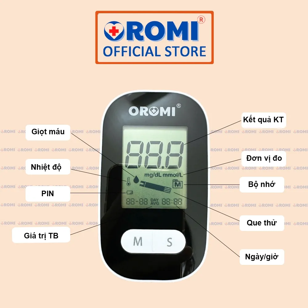 Ảnh Máy đo đường huyết OROMI CMS10A - COMBO 50 que test + kim TẶNG 01 máy đo - Bảo hành trọn đời 3