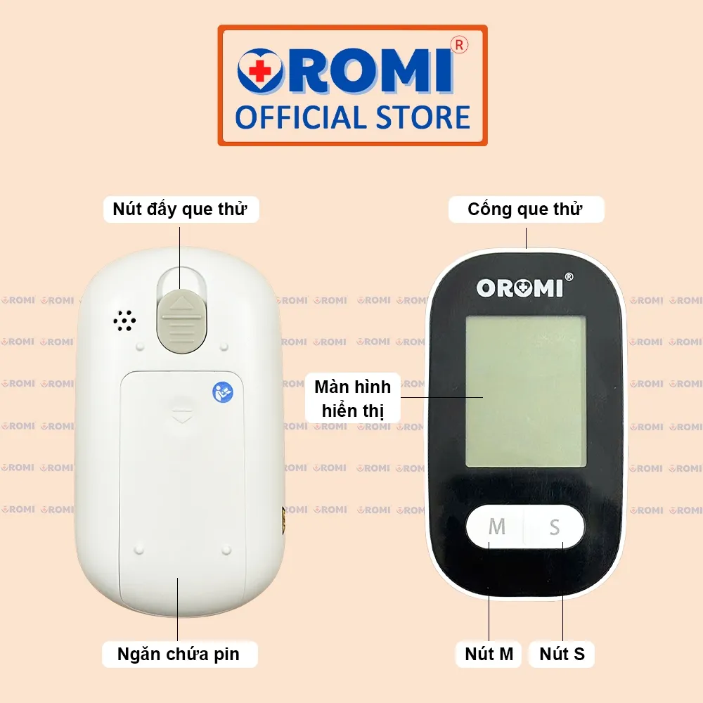 Ảnh Máy đo đường huyết OROMI CMS10A - COMBO 50 que test + kim TẶNG 01 máy đo - Bảo hành trọn đời 4